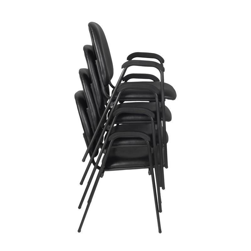4pk Ace Vinyl Guest Stacking Chairs with Arms Midnight Black - Regency, 3 of 7