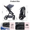 2-in-1 Convertible Toddler and Crib Stroller with Large Shock-Absorbing Storage Basket and Removable Cup Holder, Deep Grey - 4 of 4