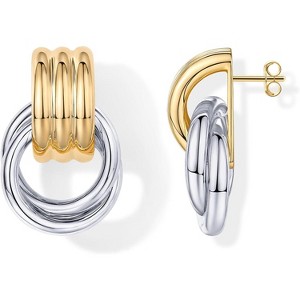 14K Gold Plated Chunky Dangle Door Knocker Earrings for Women | Trendy Geometric Drop Statement Earrings | Jewelry Gifts - 1 of 4