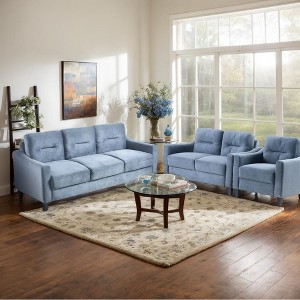 VYNXARIA 1+2+3-Seat Gray Velvet Sectional Sofa,Stylish & Comfortable for Living Room, Bedroom, Office, Small Spaces - 1 of 4