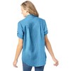 Woman Within Women's Plus Size Short-Sleeve Button Down Seersucker Shirt - 3 of 4