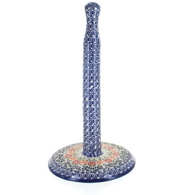 Blue Rose Polish Pottery Garden Bouquet Paper Towel Holder