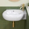 16.9 in. W x 11 in. D x 5.9 in. H Ceramic Oval Small White Wall-Mounted Bath Vessel Sink Single Bowl Right Faucet Hole - 2 of 4