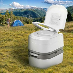 6.34 Gallon Portable Toilet, Camping RV Porta Potty with Paper,Detergent Collection,Handle Pump, Rotating Spout for Boating Hiking Trips - 1 of 4