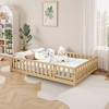 CAVINAS Multi-Functional Kids Montessori Floor Bed Frame, Sturdy Pine & Plywood Platform Bed Frame with Fence & Door, Full Wooden Toddler Bed - 2 of 4