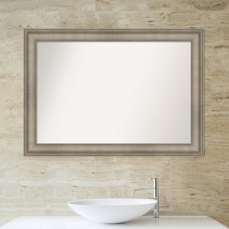 42&#34; x 30&#34; Non-Beveled Mezzanine Antique Narrow Wood Bathroom Wall Mirror Silver - Amanti Art, 5 of 10