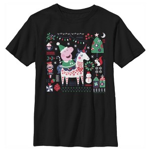 Boy's Peppa Pig Christmas Unicorn T-Shirt - 1 of 4