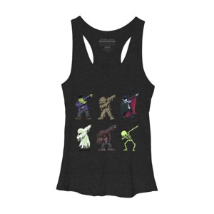 Women's Design By Humans Dabbing Halloween Creatures Skeleton Zombie Dab By vomaria Racerback Tank Top - 1 of 3
