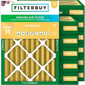 Filterbuy 12x18x4 Air Filter (12-Pack), Pleated MERV 11 Allergen Defense Replacement HVAC AC Furnace Filters (Actual Size: 11.50 x 17.50 x 3.63) - 1 of 4