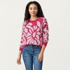 Anna-Kaci Women's Bold Abstract Floral Pattern Knit Sweater with Soft Textured Feel Ribbed Crew Neckline and Relaxed Silhouette - 2 of 4