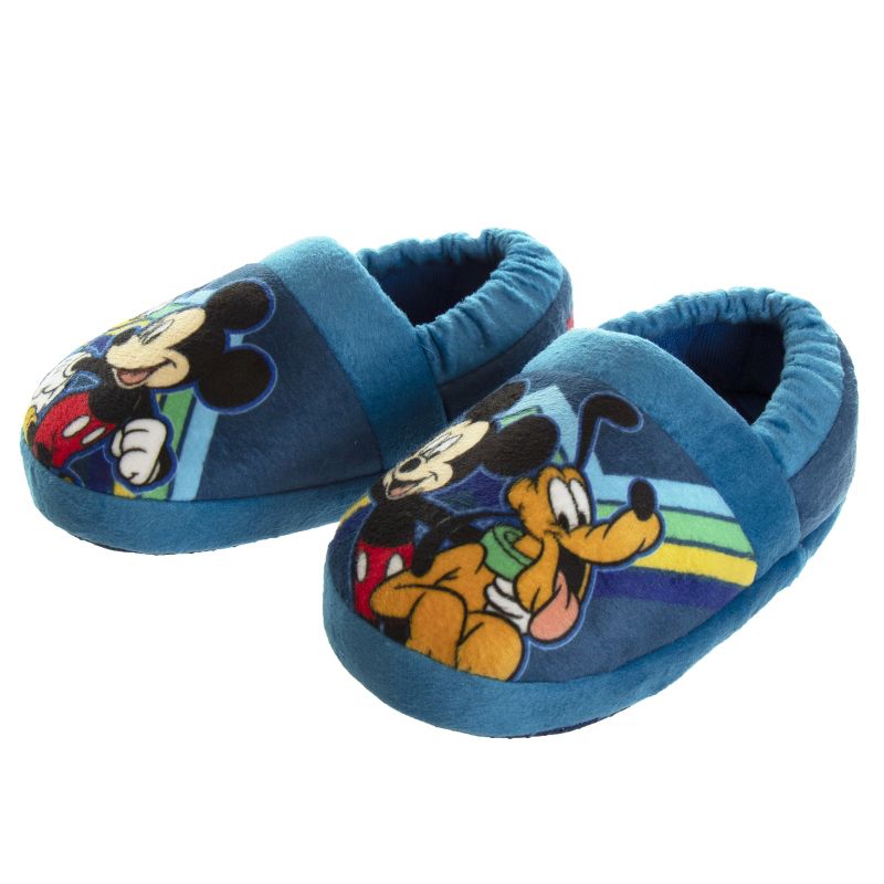 Disney Mickey Mouse Boys Slippers-Kids Plush Lightweight Warm Comfort Soft Aline House Shoes Slippers - Navy Multi (sizes 5-12 Toddler/Little Kid), 2 of 8