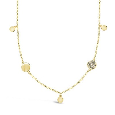 SHINE by Sterling Forever Long CZ Disk Station Necklace
