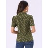 Allegra K Women's Short Sleeve Casual V Neck Print Notch Lapel Collar Summer Blouses - 3 of 4