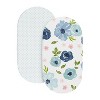 Sweet Jojo Designs Girl Baby Bassinet Fitted Sheets Set Watercolor Floral Blue Pink and Green 2pc - 2 of 4