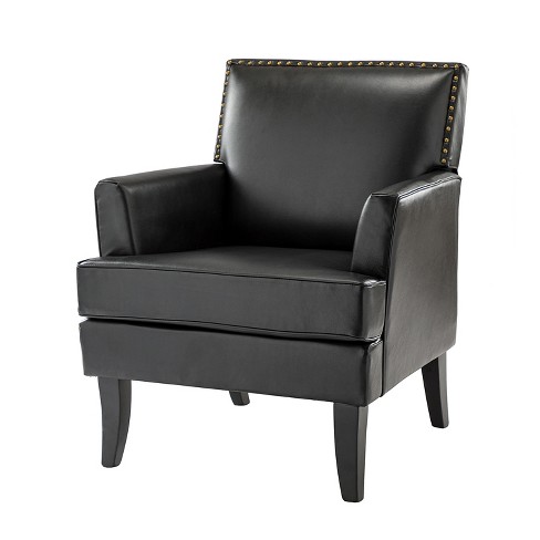 Bonita Transitional Vegan Leather Armchair With Removable Seat