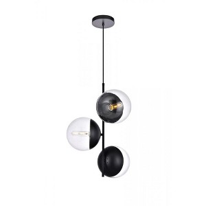 Elegant Lighting Eclipse 3 Lights Black Pendant With Clear Glass - 1 of 4