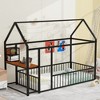Twin Metal Bed Frame with House Design, Incl. Desk, Storage Shelves, Power Outlets, and USB Charging Ports - 2 of 4