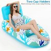 Jasonwell Inflatable Pool Float for Adults — Lounger Raft with Cup Holders, Floating Chair for Pool, Lake & Beach - O-Blue - 2 of 4