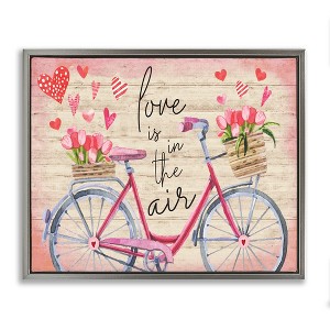Stupell Industries Love In The Air Tulip Bike Basket Black Framed Floater Canvas Wall Art - 1 of 4