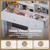 LOVSON Vanity Desk with Mirror and 3 Lighting Modes, Makeup Vanity with Glass Top and Storage Shelves, Dressing Table with 2 Drawers,Cabinet, White - 4 of 4