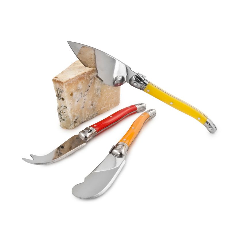 True Sunnyside Cheese Knives, Set of 3 Stainless Steel and Enamel Tools, Includes Wood Storage and Cheese Tray, Entertaining Gift Set, 2 of 7