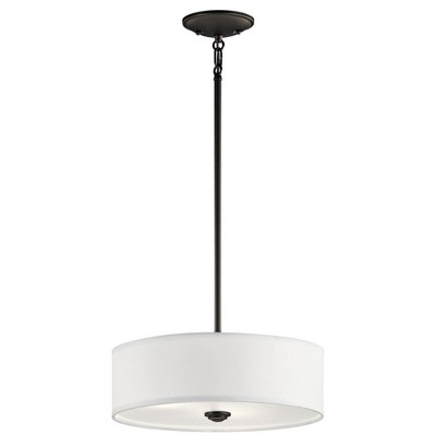 14" Black Transitional Semi-Flush Mount with Satin Etched Glass