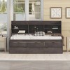 Twin Size Wooden Captain Bed with Built-in Bookshelves,Three Storage Drawers and Trundle - 3 of 4