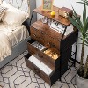 Tangkula 4 Drawer Dresser for Bedroom Set of 2 Industrial End Table with Sturdy Steel Frame Dresser Storage Tower with 4 Foldable Fabric Drawers - 3 of 4