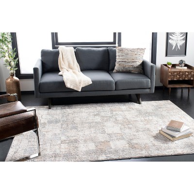Gray and Beige Abstract 8' x 10' Synthetic Area Rug