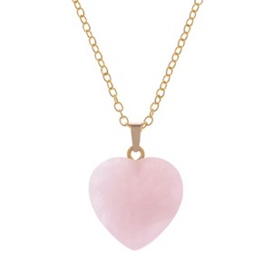 Natural Stone Heart Gemstone Healing Crystal Pendant Lucky Blessing Energy Necklace for Women Men - 1 of 4