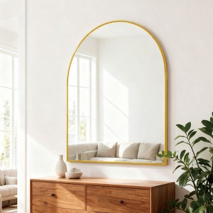 Okak Minimalism Arched Bathroom Mirror, Vanity Mirror with Aluminum Frame, Arched Mirror for Bathroom, Living Room, Bedroom - 1 of 4