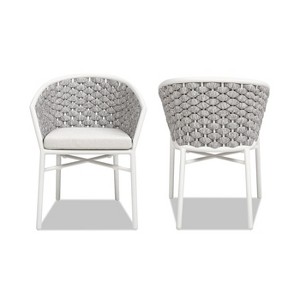 NicBex Set of 2 Outdoor Dining Chair,Modern Patio Dining Chairs with with Seat and Back Cushion,24 inch Chairs Suitable for Patio,Garden,White - 1 of 4