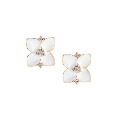 SOHI Women's White Flora Stud Earrings
