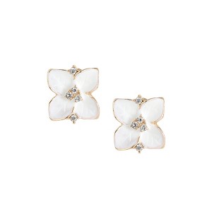 SOHI Women's White Flora Stud Earrings - 1 of 3