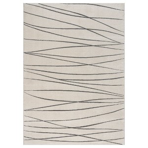 Gertmenian Kielo Bardi Modern Lines Ivory Black Polyester Indoor Area Rug - 1 of 4