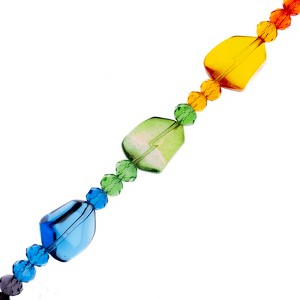 Crystal Lane DIY 12x16mm Glass Faceted Nuggets Rainbow Mix 7" Designer Bead Strand - 1 of 4