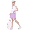Kids Girls Tennis Golf Dress Outfit Sleeveless Dress with Pockets Athletic Skorts and Polo Tank Top Sets - 4 of 4