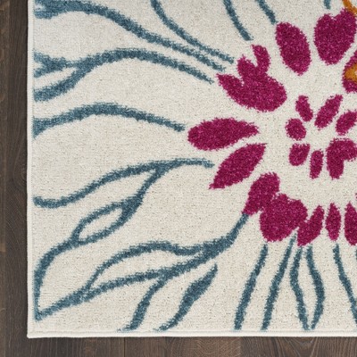 Handmade Off-White Floral Synthetic 8' x 10' Rug
