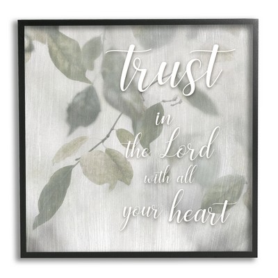 Stupell Industries Trust The Lord Motivating Religious Quote Botanical Leaves Framed Giclee Art