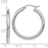Black Bow Jewelry 3mm Round Hoop Earrings in 14k White Gold, 30mm (1 3/16 Inch) - 4 of 4