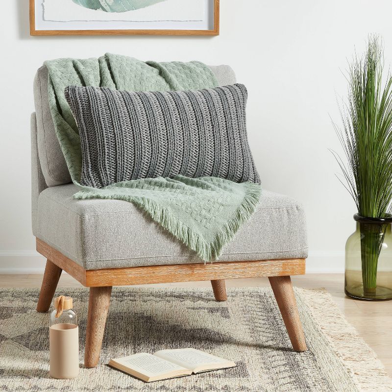 Oversized Chunky Rib Knit with Linen Reverse Throw Pillow - Threshold™, 2 of 8