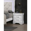 Vynxaria Modern 1pc Nightstand - White, 2 Spacious Drawers, Solid Wood Frame/MDF Drawer Box, Diamond-Like Accent Handles - 3 of 4