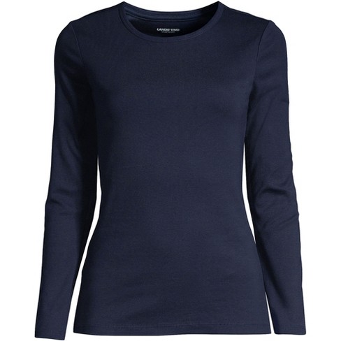 Lands' End Women's Tall All Cotton Long Sleeve Crewneck T-shirt : Target