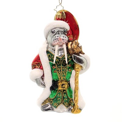 Christopher Radko 6.75" Magnificent Walrus Christmas Ornament Tusk  -  Tree Ornaments