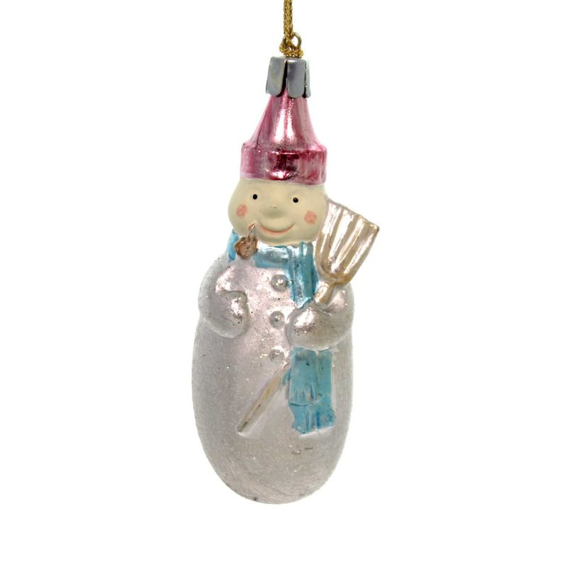 3.5 Inch Snowman Christmas Glittered Gold Broom, 1 of 3