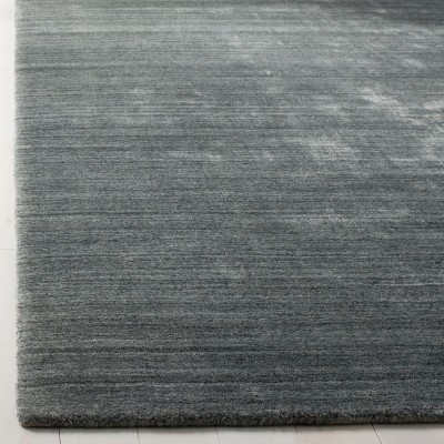 Gray Handmade Rectangular Viscose Area Rug, 8' x 10'