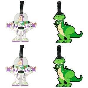 Disney Toy Story Luggage Tags Gifts Rex and Buzz Lightyear PVC Travel Tags Gifts - Set of 4 - 1 of 4