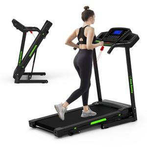 Kumasinova Foldable Electric Treadmill with Incline,Handrail Speed Control,Pulse Monitor,App Connectivity,Ideal for Home Workouts&Running,Black/Green - 1 of 4
