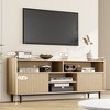 Fluted TV Stand for 70 inch, Modern Entertainment Center with Storage and Sliding Doors, Wood Media Console Furniture for Living Room, Natural - 3 of 4
