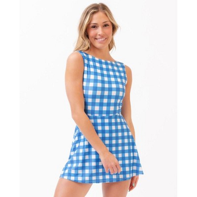 Blue Gingham Swim Dress